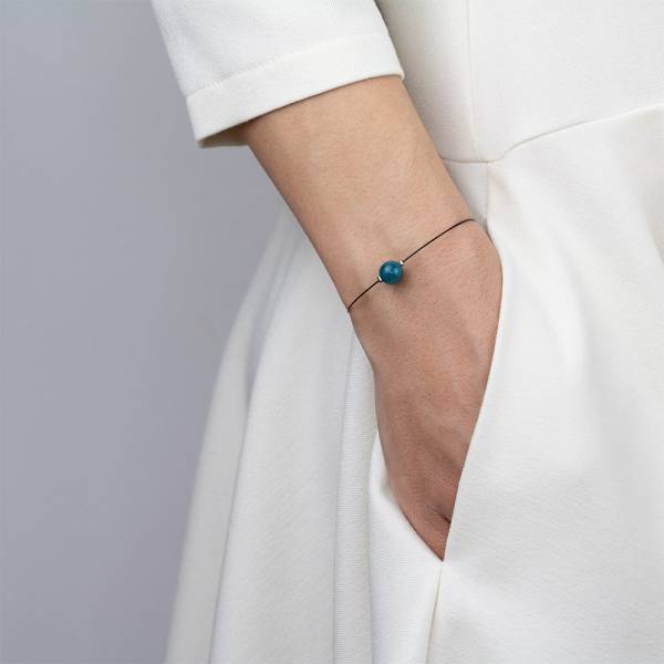 "Apatite Mini Cosmo" - Women's Beaded Minimalist Bracelet, Zodiac Bracelet, Stainless Steel
