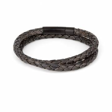 arcas antique black braided leather wrap bracelet 2