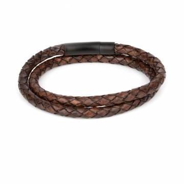 arcas antique cognac braided leather wrap bracelet 2