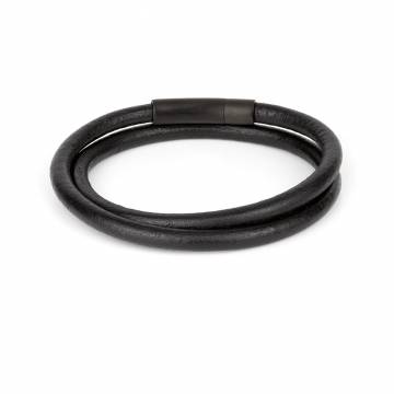 arcas black round leather wrap bracelet 2