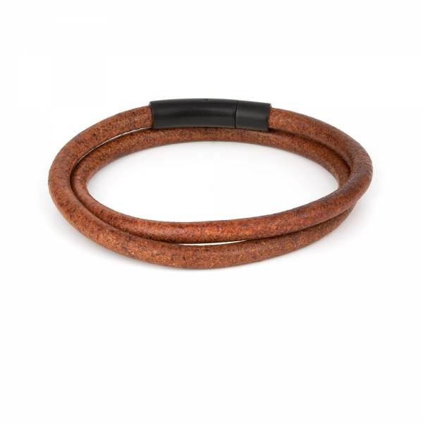 "Arcas Coconut" - Leather Bracelet, Double Wrap, Stainless Steel Clasp