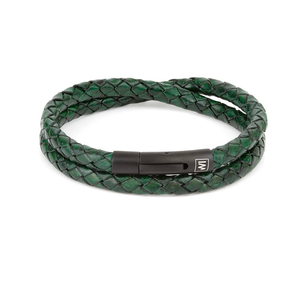 INMIND Handcrafted Jewellery Arcas Green Braided Leather Bracelet