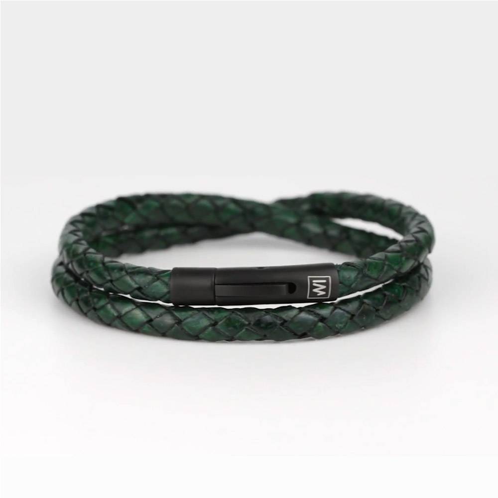 Arcas Green Braided • Leather Bracelet