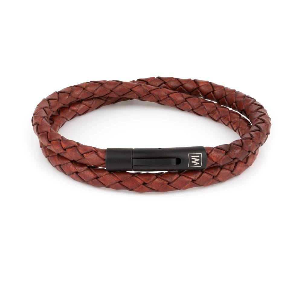 Arcas Red Braided Leather Bracelet