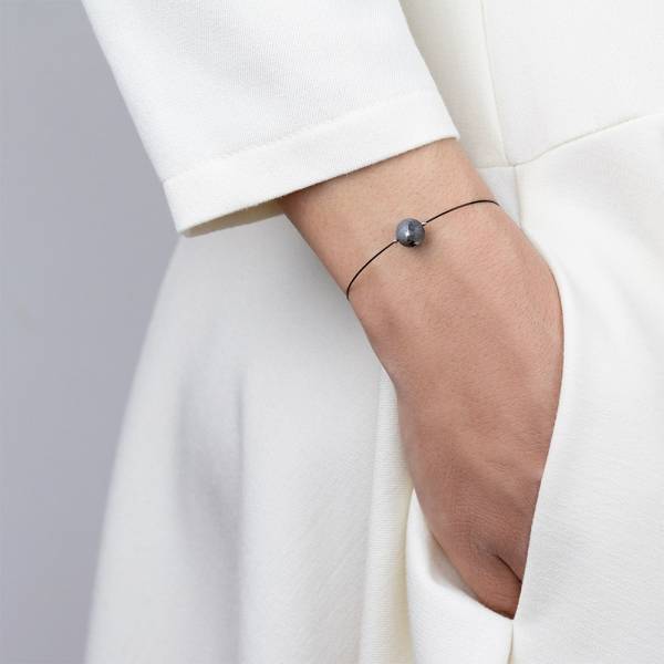 "Black Labradorite Mini Cosmo" - Women's Beaded Minimalist Bracelet, Zodiac Bracelet, Stainless Steel