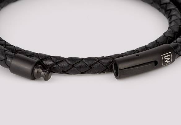 Porsche Design Bracelet Grooves stainless steel,cow leather Black 19 cm*NEW* 