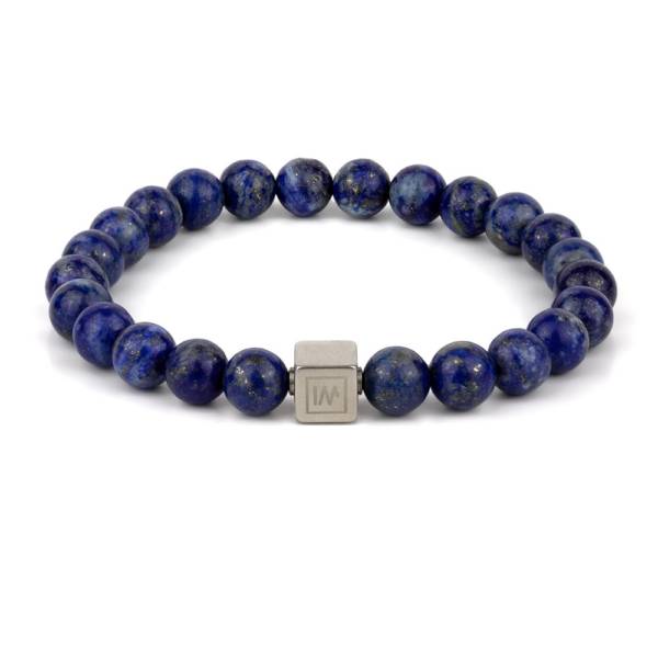 "Bactria" - Lapis Lazuli Beaded Stretch Bracelet, Stainless Steel