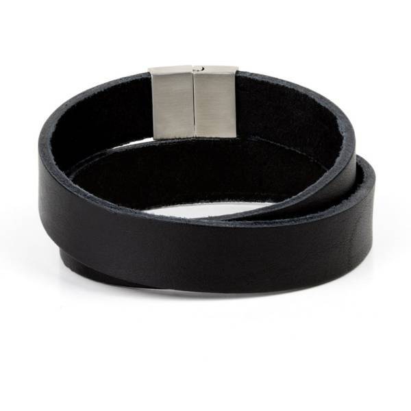 "Confidence Double" - Leather Bracelet, Double Wrap Stainless Steel Magnetic Clasp