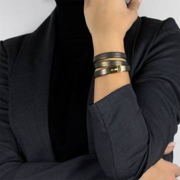dark gold triple leather bracelet 4