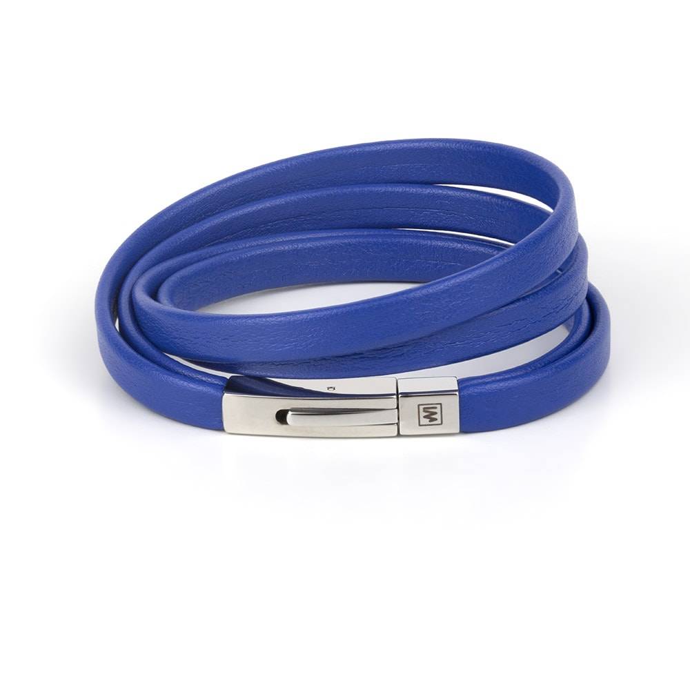 Immortal Blue • Leather Bracelet | INMIND Handcrafted Jewellery Leather Bracelet, Double Wrap Stainless Steel Clasp