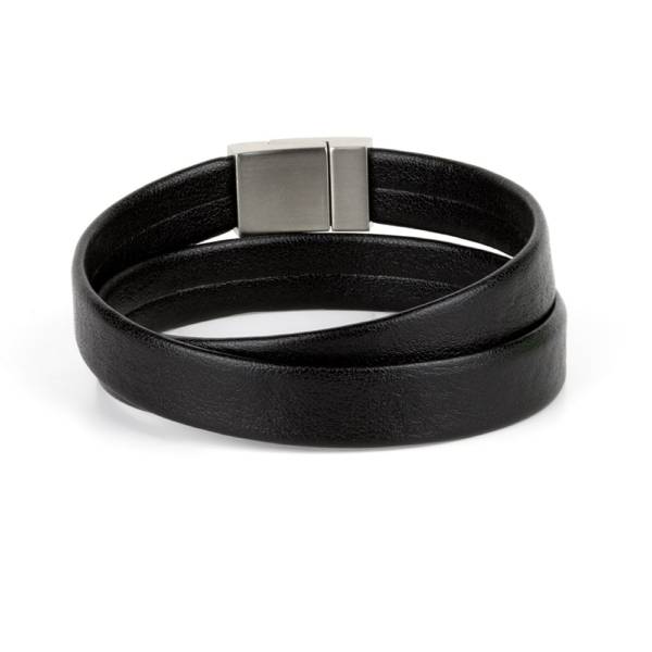 "Less Is More Double" - Leather Bracelet, Double Wrap Stainless Steel Clasp