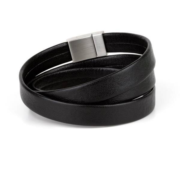 "Less Is More Triple" - Leather Bracelet, Triple Wrap Stainless Steel Clasp