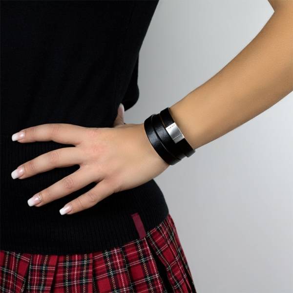 "Less Is More Triple" - Leather Bracelet, Triple Wrap Stainless Steel Clasp