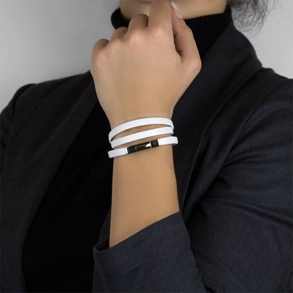 "Pure Perfection" - Leather Bracelet, Double Wrap Stainless Steel Clasp