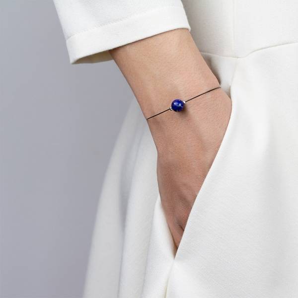 "Lapis Lazuli Mini Cosmo" - Women's Beaded Minimalist Bracelet, Zodiac Bracelet, Stainless Steel