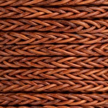Antique Light Brown Square Braided Leather