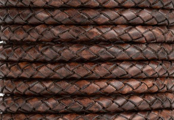 Antique Cognac Braided Bolo Leather