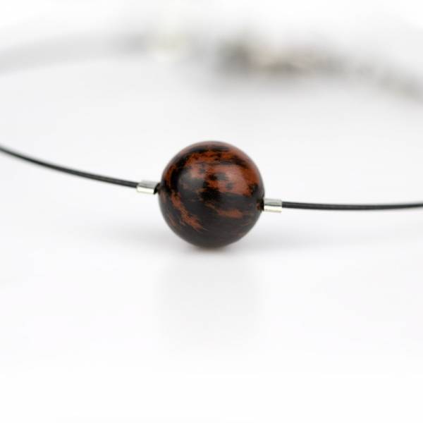 "Mahogany Obsidian Mini Cosmo" - Women's Beaded Minimalist Bracelet, Zodiac Bracelet, Stainless Steel