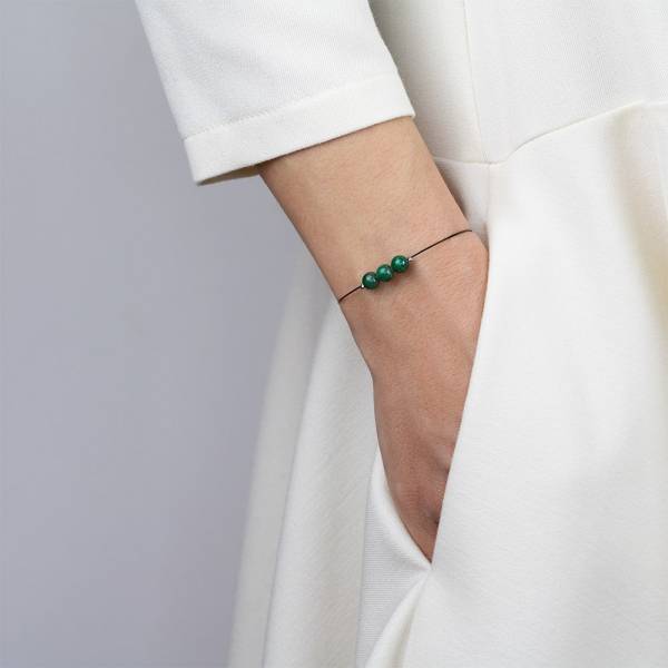 "Malachite Mini Cosmo" - Women's Beaded Minimalist Bracelet, Zodiac Bracelet, Stainless Steel