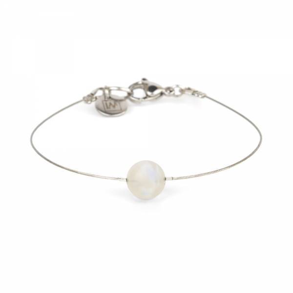 "Moonstone Mini Cosmo" - Women's Beaded Minimalist Bracelet, Zodiac Bracelet, Stainless Steel