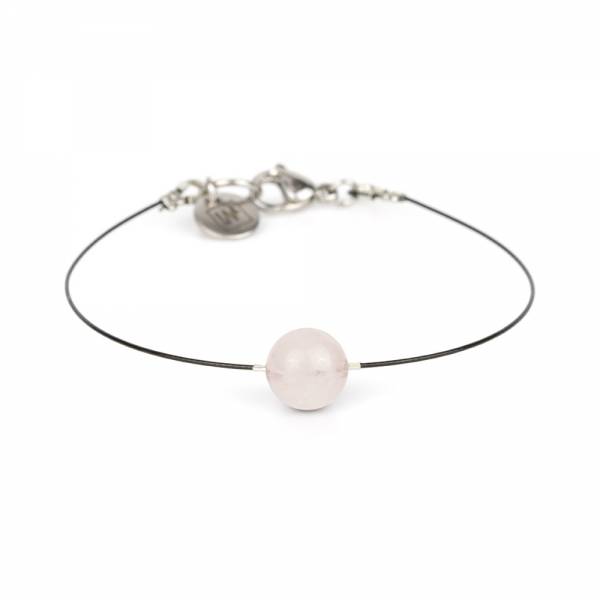 "Pink Quartz Mini Cosmo" - Women's Beaded Minimalist Bracelet, Zodiac Bracelet, Stainless Steel