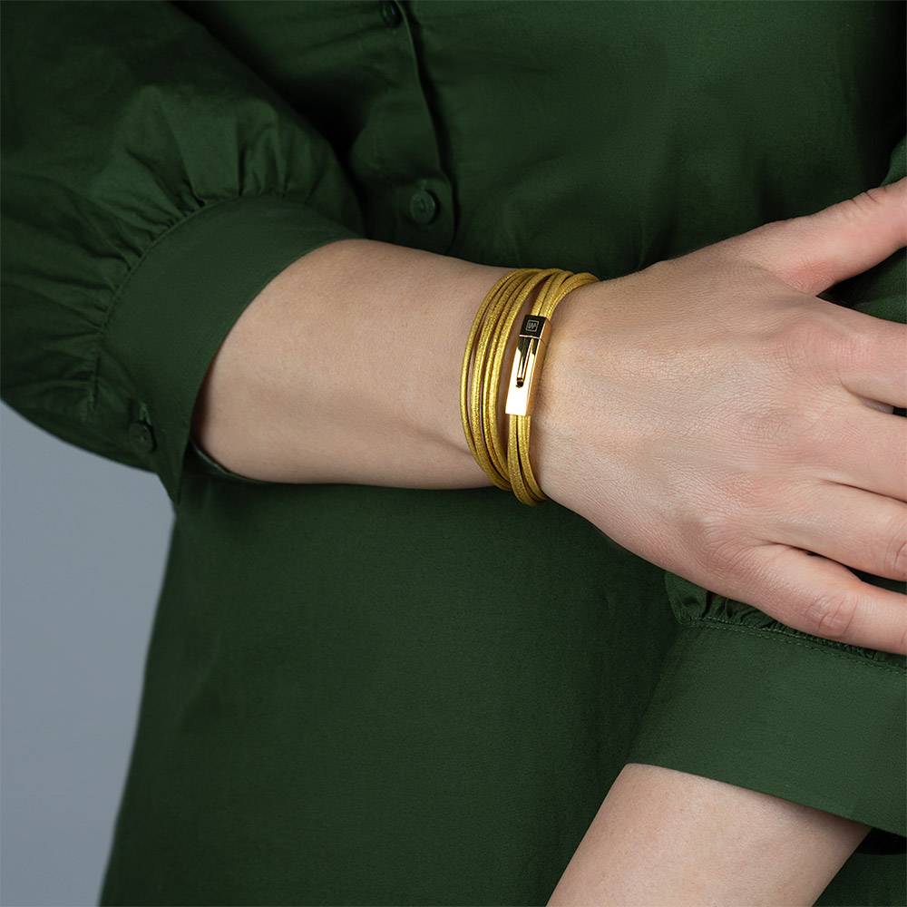 Slim Gold • Leather Bracelet | INMIND Handcrafted Jewellery Thin Leather Multi-Layered Bracelet, Double Wrap