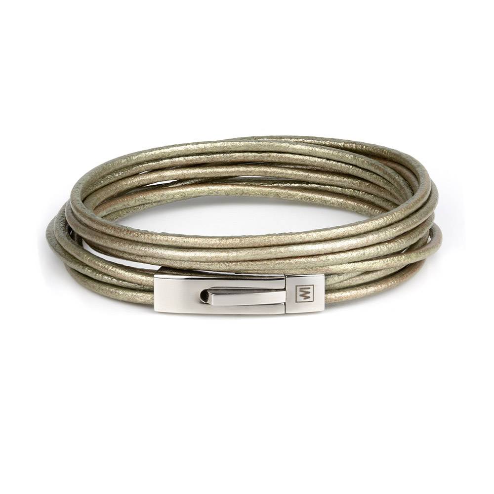 "Slim Ice Gold" - Thin Leather Multi-layered Bracelet, Double Wrap